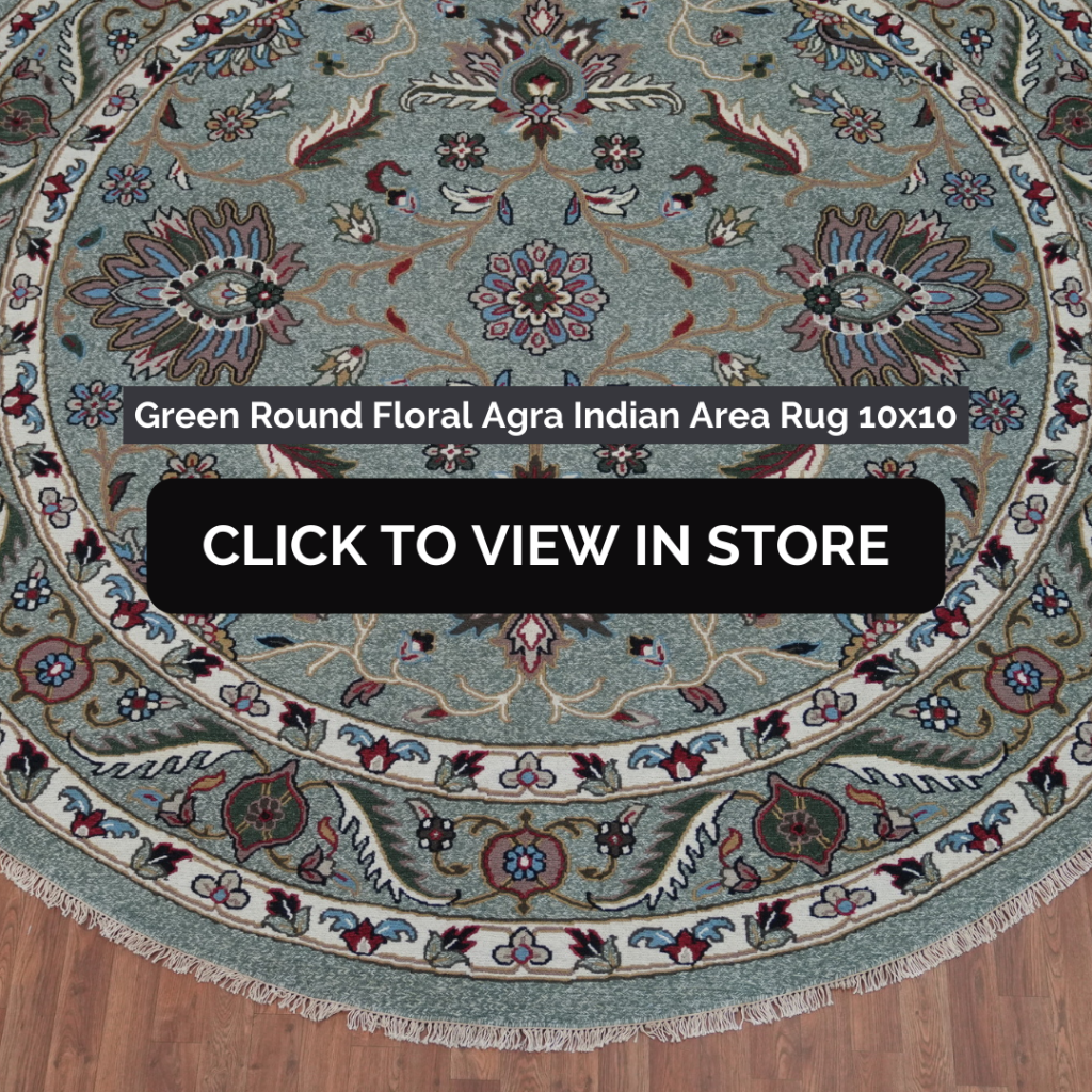 green round floral Agra Indian area rug