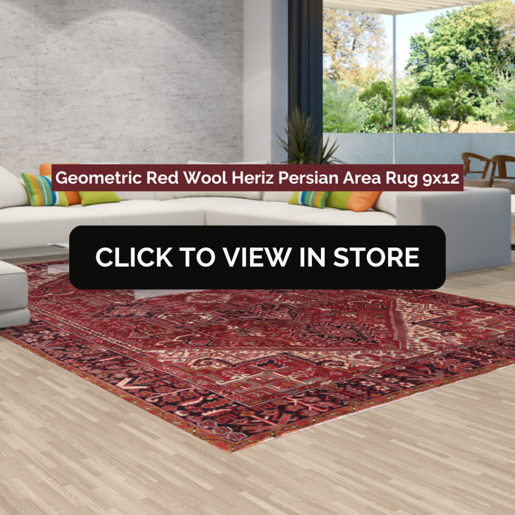 Geometric red wool Heriz Persian