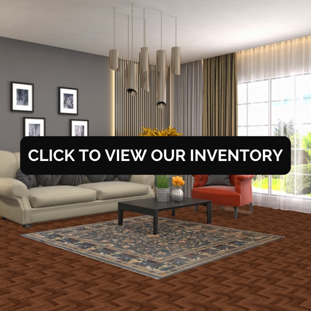 Square Floral Blue Oushak Vegetable Dye Area Rug 5x5
A small square floral Oushak rug in blue and beige is centered under a coffee table in a modern living room with a gray sofa and orange accent chair. The background includes tall curtains and minimalist lighting.